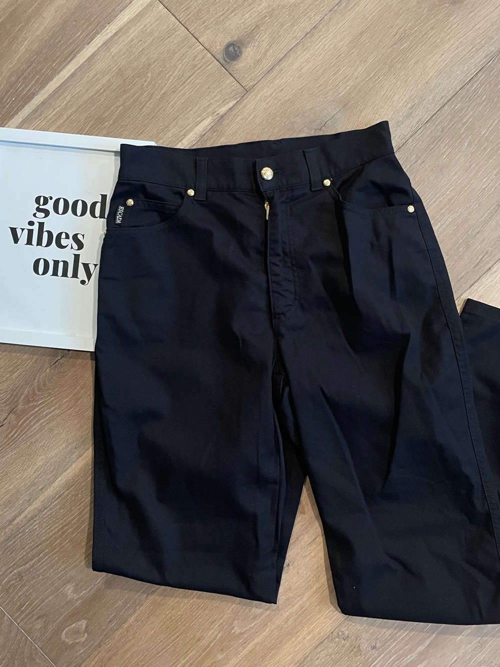VTG Escada High-Rise Straight Pants with Gold Hardware—Margaretha Ley Design